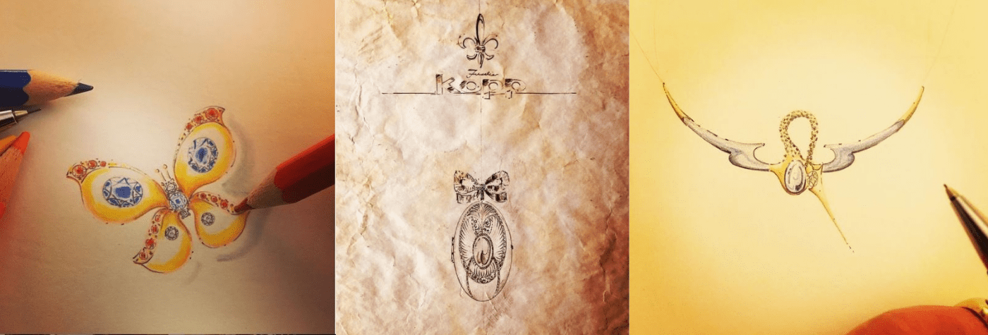 Schmuckzeichnungen auf einem Blattpapier